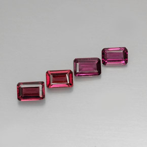 Gemas de granate rodolita rosa natural de 3,39 ct, corte esmeralda, VVS-VS