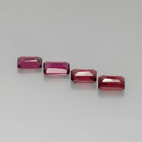 Gemas de granate rodolita rosa natural de 3,39 ct, corte esmeralda, VVS-VS