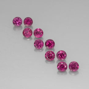 Gemas de granate rodolita rojo natural de  ct, corte redondo, VVS-VS