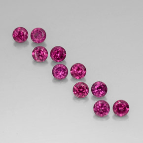 Gemas de granate rodolita rojo natural de  ct, corte redondo, VVS-VS
