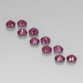Gemas de granate rodolita rojo natural de  ct, corte redondo, VVS-VS