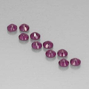Gemas de granate rodolita rojo natural de  ct, corte redondo, VVS-VS