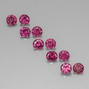 Gemas de granate rodolita rojo natural de  ct, corte redondo, VVS-VS