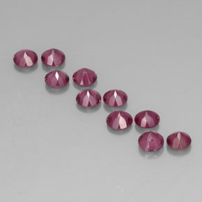 Gemas de granate rodolita rojo natural de  ct, corte redondo, VVS-VS