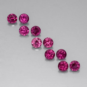 Gemas de granate rodolita rojo natural de  ct, corte redondo, VVS-VS
