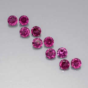 Gemas de granate rodolita rojo natural de  ct, corte redondo, VVS-VS