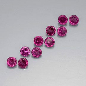 Gemas de granate rodolita rojo natural de  ct, corte redondo, VVS-VS