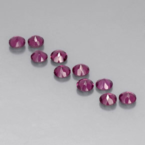 Gemas de granate rodolita rojo natural de  ct, corte redondo, VVS-VS