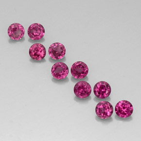 Gemas de granate rodolita rojo natural de  ct, corte redondo, VVS-VS