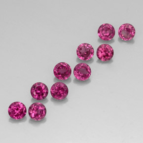 Gemas de granate rodolita rojo natural de  ct, corte redondo, VVS-VS