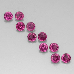 Gemas de granate rodolita rojo natural de  ct, corte redondo, VVS-VS