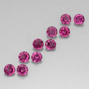 Gemas de granate rodolita rojo natural de  ct, corte redondo, VVS-VS