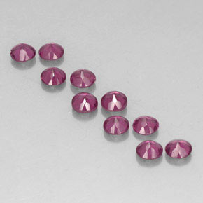 Gemas de granate rodolita rojo natural de  ct, corte redondo, VVS-VS