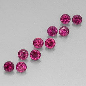 Gemas de granate rodolita rojo natural de  ct, corte redondo, VVS-VS