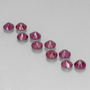Gemas de granate rodolita rojo natural de  ct, corte redondo, VVS-VS