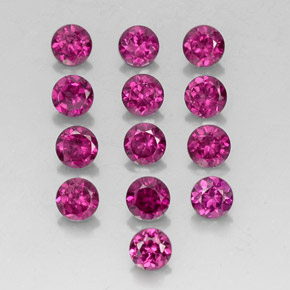 Gemas de Granate rodolita Rojo frambuesa natural de  ct, Corte Redondo, VVS-VS