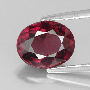 Granate rodolita rojo natural de 2,96 ct, corte óvalo, VS