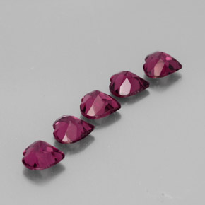 Gemas de granate rodolita rojo natural de  ct, forma de corazón, VS