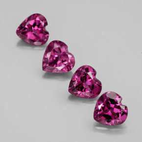 Gemas de granate rodolita rojo natural de  ct, forma de corazón, VS