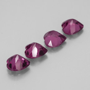 Gemas de granate rodolita rojo natural de  ct, forma de corazón, VS