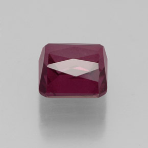 Granate rodolita rojo natural de 2,73 ct, corte esmeralda, SI