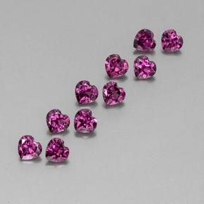 Gemas de granate rodolita rojo natural de  ct, forma de corazón, VVS-VS
