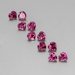 Gemas de granate rodolita rojo natural de  ct, forma de corazón, VVS-VS