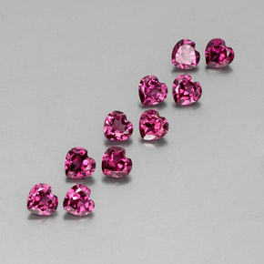 Gemas de granate rodolita rojo natural de  ct, forma de corazón, VVS-VS