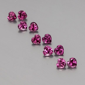 Gemas de Granate rodolita Púrpura medio natural de 2.87 ct, Forma de corazón, VVS-VS