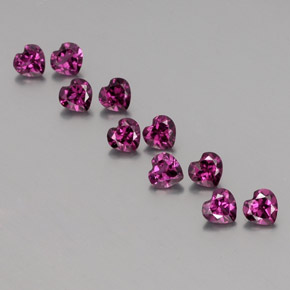 Gemas de granate rodolita rojo natural de  ct, forma de corazón, VVS-VS
