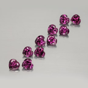 Gemas de granate rodolita rojo natural de  ct, forma de corazón, VVS-VS