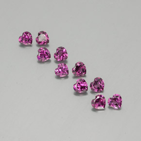 Gemas de granate rodolita púrpura natural de 2,84 ct, forma de corazón, VVS-VS