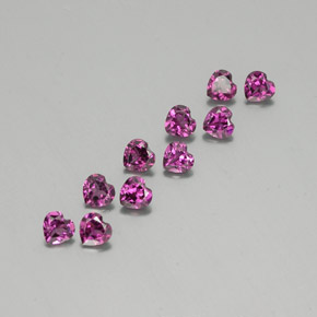 Gemas de granate rodolita púrpura natural de 2,84 ct, forma de corazón, VVS-VS