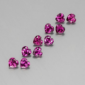 Gemas de granate rodolita rojo natural de  ct, forma de corazón, VVS-VS
