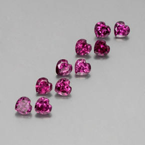 Gemas de granate rodolita rojo natural de  ct, forma de corazón, VVS-VS