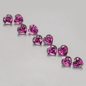 Gemas de granate rodolita púrpura natural de 3,11 ct, forma de corazón, VVS-VS