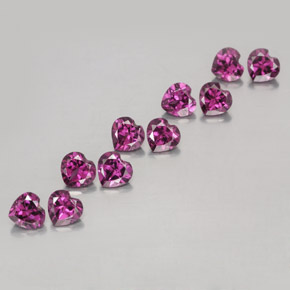 Gemas de granate rodolita púrpura natural de 3,11 ct, forma de corazón, VVS-VS