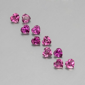 Gemas de granate rodolita rojo natural de  ct, forma de corazón, VVS-VS