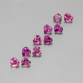 Gemas de granate rodolita rojo natural de  ct, forma de corazón, VVS-VS