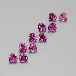 Gemas de granate rodolita rojo natural de  ct, forma de corazón, VVS-VS