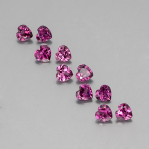 Gemas de granate rodolita púrpura natural de 2,57 ct, forma de corazón, VS