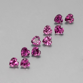 Gemas de granate rodolita púrpura natural de 2,57 ct, forma de corazón, VS