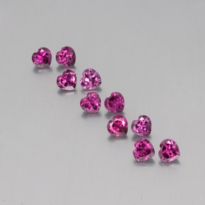 Gemas de granate rodolita rojo natural de 3,49 ct, forma de corazón, VS