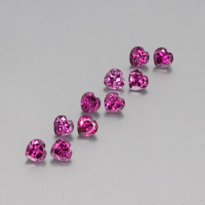 Gemas de granate rodolita rojo natural de 3,49 ct, forma de corazón, VS