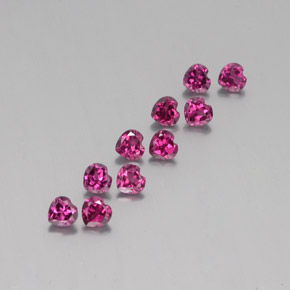 Gemas de granate rodolita rojo natural de 3,22 ct, forma de corazón, VS