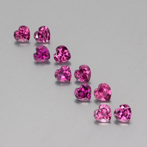 Gemas de granate rodolita rojo natural de  ct, forma de corazón, VVS-VS