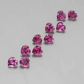 Gemas de granate rodolita púrpura natural de 2,81 ct, forma de corazón, VVS-VS