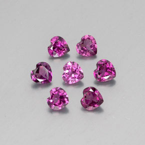 Gemas de granate rodolita rojo natural de  ct, forma de corazón, VVS-VS