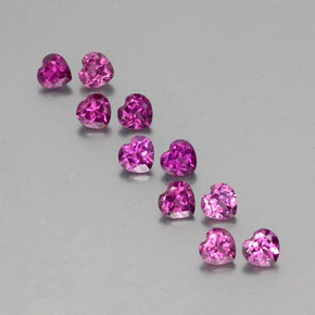 Gemas de granate rodolita rojo natural de  ct, forma de corazón, VVS-VS