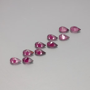 Gemas de granate rodolita rojo natural de  ct, en forma de pera, VS